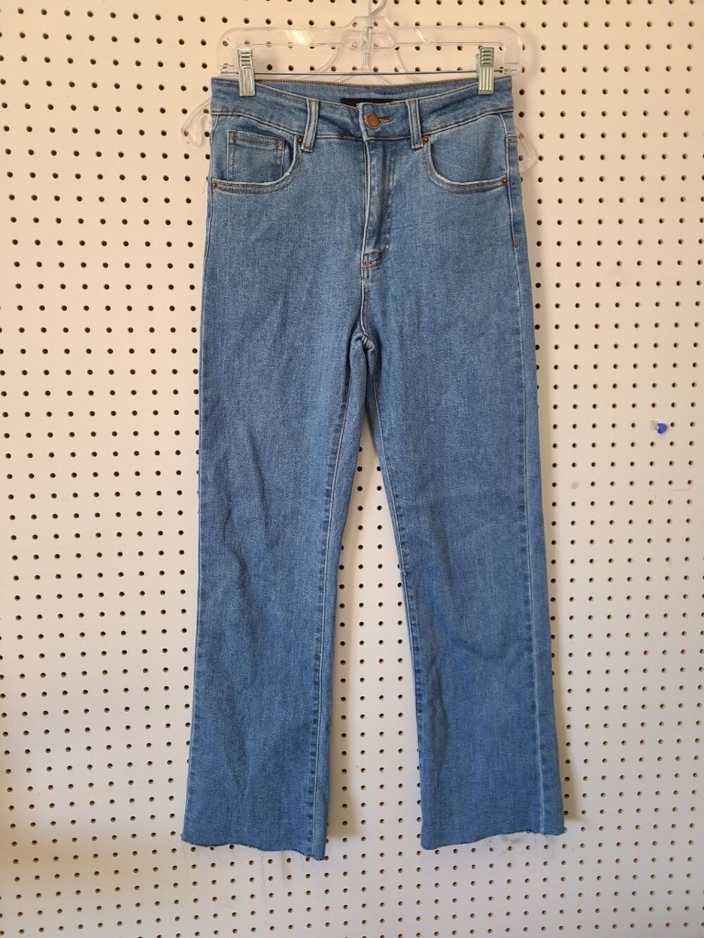 Risen Womens High-Waisted Light Wash Straight Leg Denim Jeans Size 5 Waist 27